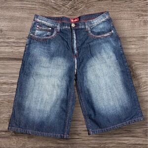 Miskeen Originals Shorts Mens 40 Y2K Baggy Big‎ Embroidered Denim RARE Blue